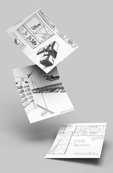 Disney Sport retail environment concept boards